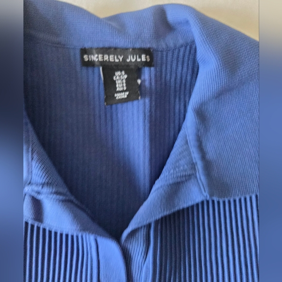 Sincerely Jules Blue Ribbed Top - Picture 3 of 5